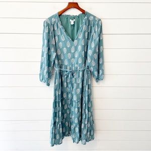 Lucky Brand | Teal Blue Peasant BoHo Midi Dress Size XL